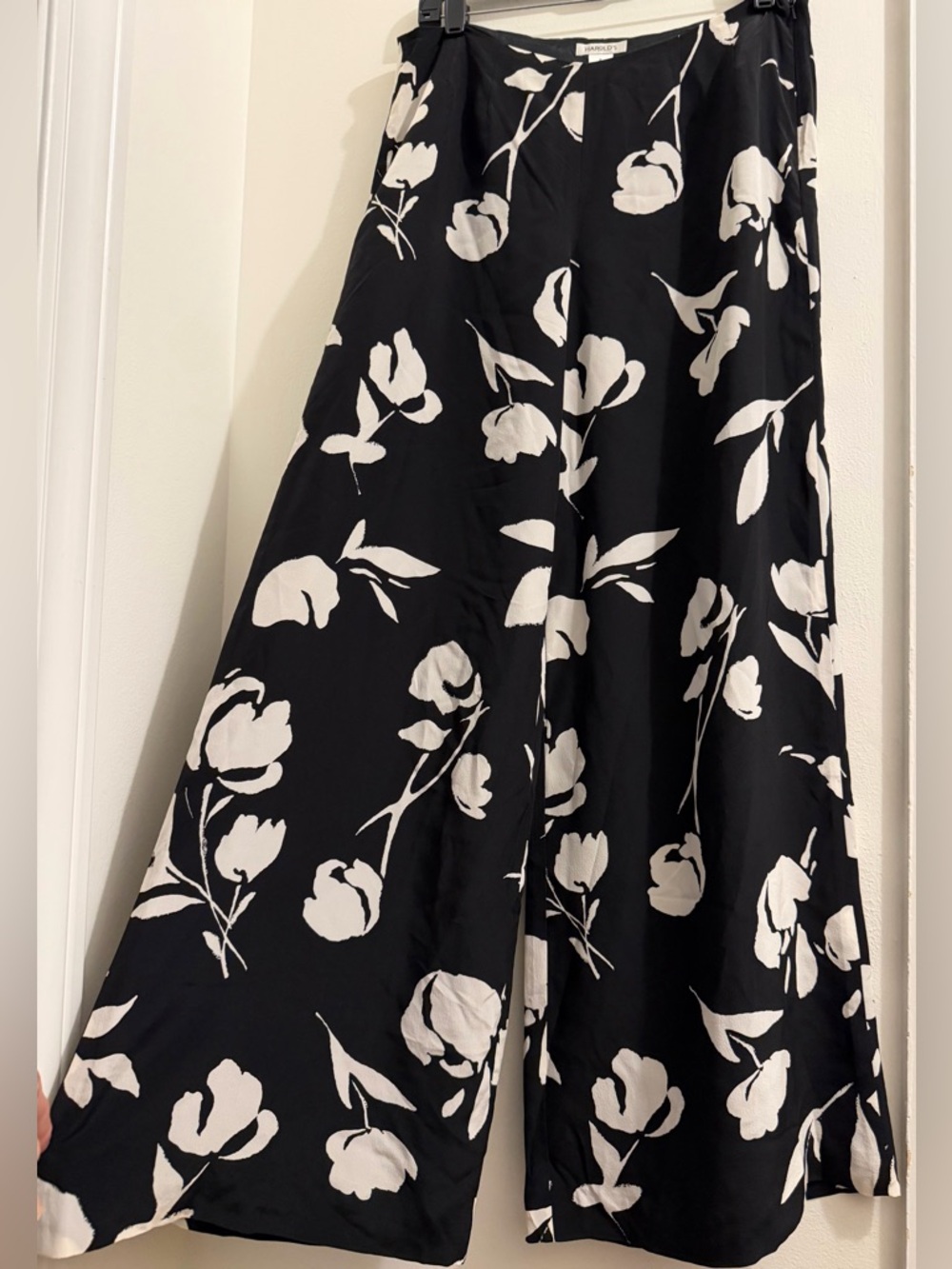 Harold's Black Pants with White Floral Print